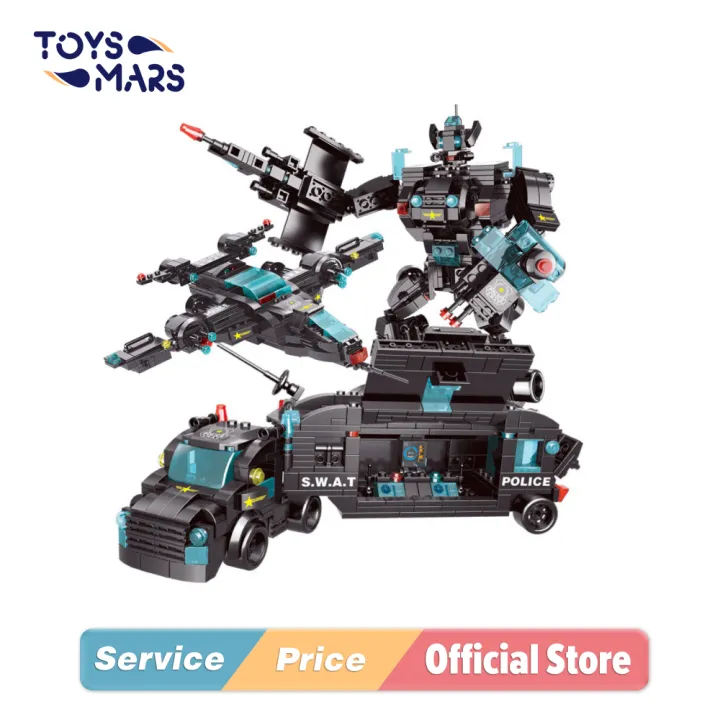 TOYSMARS City Police Station Creative Police Car Toy Building Blocks