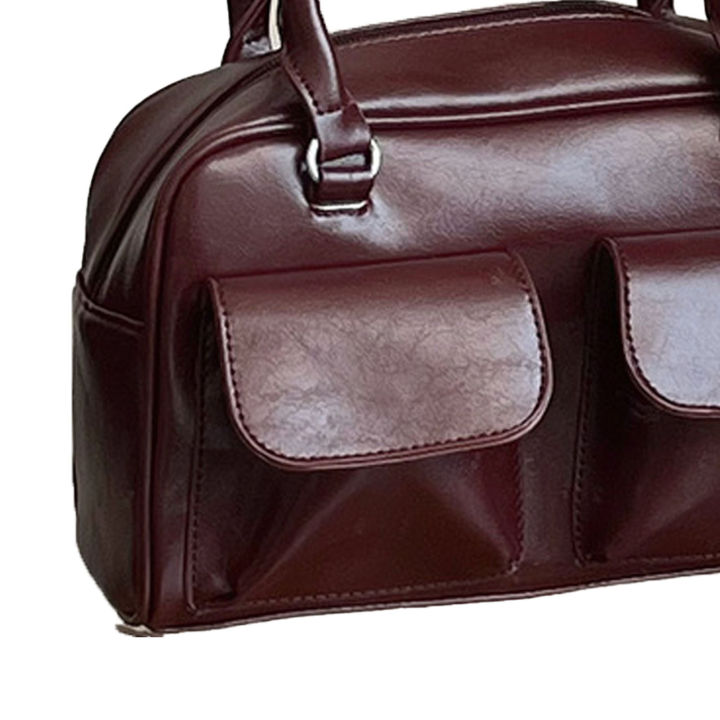 กระเป๋าย้อนยุคเรียบง่ายสะพายไหล่สำหรับผู้หญิงกระเป๋าหนัง-pu-ขนาดเล็กสำหรับแม่สำหรับเพื่อน