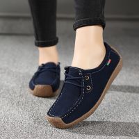 New Arrival Women Casual Shoes 2023 Suede Leather Flats Sneakers Lace Up Moccasins Ladies Shoes Fashion Loafers Plus Size 35-42