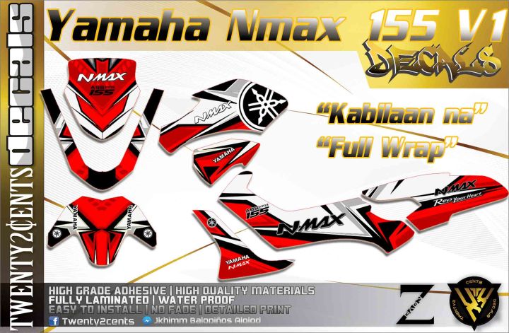 High-Quality Decals and Stickers for yamaha NMAX 155 V1 full wrap red ...