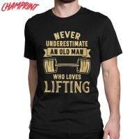 Men Old Man Weightlifter Weightlifting T Shirts Pure Cotton Clothing Vintage Tee Shirt Gift Idea 100% cotton T-shirt