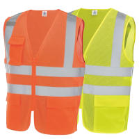 เสื้อกั๊กนิรภัยวิ่งกลางคืน Hi Vis เสื้อกั๊กตาข่ายระบายอากาศแห้งเร็วเสื้อกั๊กสะท้อนแสงเพื่อความปลอดภัยสำหรับการทำงานกับกระเป๋า