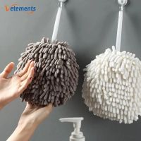 3 Colors Quick-Drying Double-sided Chenille Wipe Hands Ball with Hanging Rope/ Strong Water Absorption Soft Round Towel Bathroom Supplies