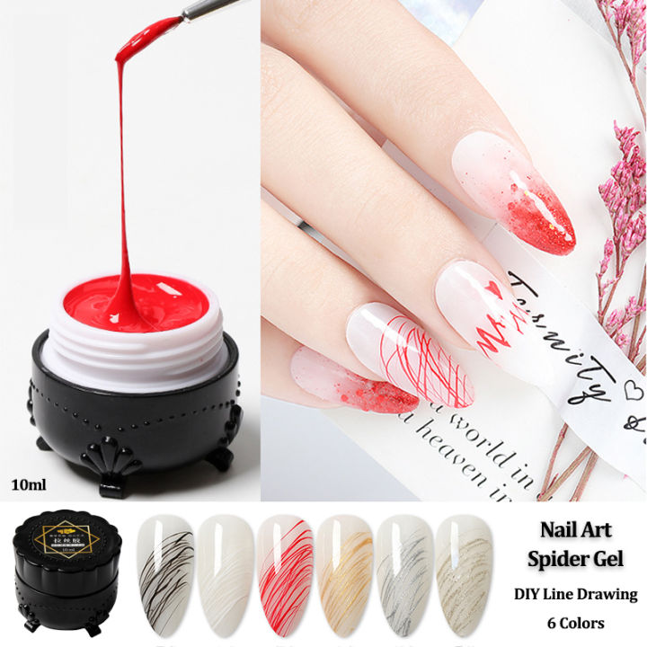 Nail Art Gel Nail Polish Creative Spider Gel Polish Nail Diy Design For  Drawing Lines Painting Long Lasting Gelish 6 Colors Classic Black & White &  Red & Gold & Light Brown