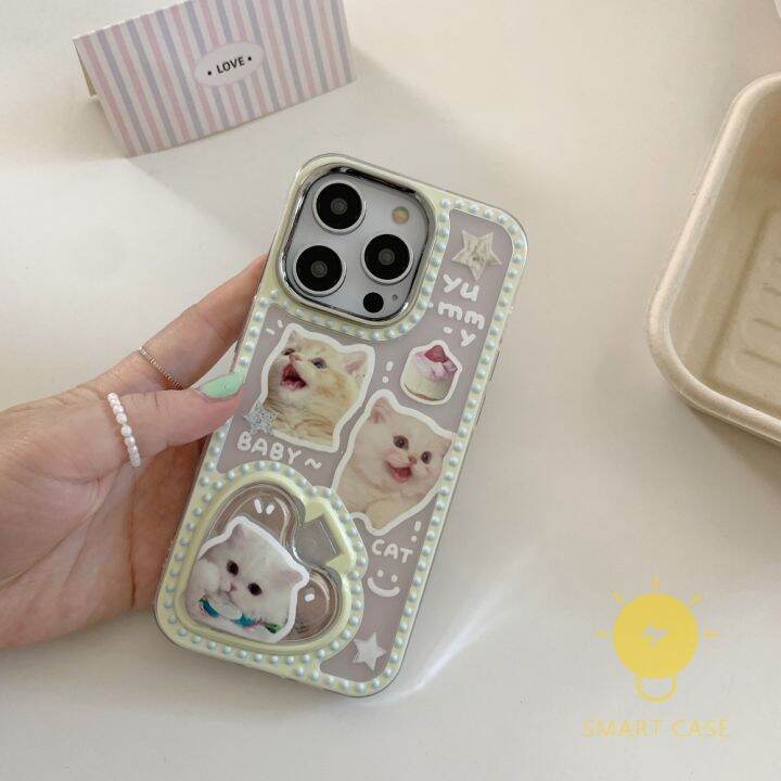 for-เคสไอโฟน-14-pro-max-cute-cat-heart-mirror-holder-เคส-phone-case-for-iphone-14-pro-max-plus-13-12-11-for-เคสไอโฟน11-ins-korean-style-retro-classic-couple-shockproof-protective-tpu-cover-shell