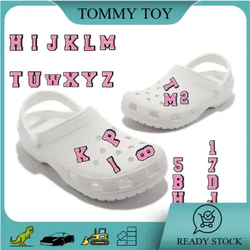 New Arrival 1Pcs English Letters PVC Pink Garden Shoe Charms Sandals  Accessories Simple Shoe Buckle Fit