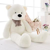 [COD]Giant 100Cm Teddy Bear Plush Soft Toy ของขวัญที่ดีที่สุด-ผ้าพันคอหมีขาว