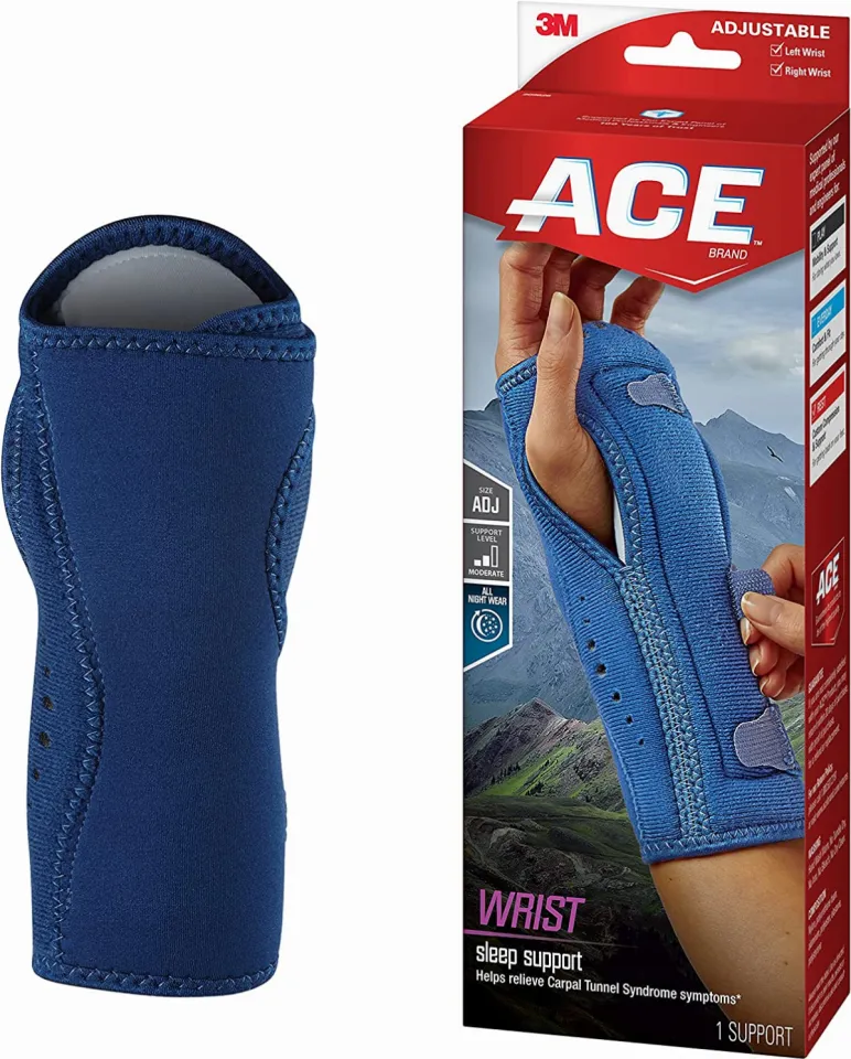 ACE Night Wrist Sleep Support, Adjustable, Blue, Helps Provide Relief from  Symptoms of Carpal Tunnel Syndrome, and other Wrist Injuries Night Wrist  Support