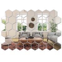 45pcs Mirror Wall Sticker Hexagon Household Tiles Sticker