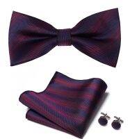 {EDDLYT}การออกแบบใหม่60สีผีเสื้อผูกกระเป๋าสี่เหลี่ยม Cufflink ชุด Bowtie ผู้ชายพอดีสำนักงานสีแดงสีฟ้า Hombre เสื้อผ้าอย่างเป็นทางการ