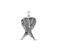 Silver double wing feather pendant/จี้ขนนกปีกคู่สีเงิน