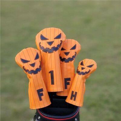 2023✻❁☽ Halloween pumpkin head set of rod head golf wood pole cue cases skull cap set of push rod set of personality