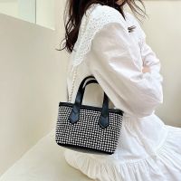 Bright Diamond Small Bag Female Fashion All-Match Shoulder Lady Style Pearl Chain Messenger Simple Western Commuter Portable Bucket 【AUG】