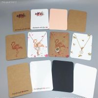 ✜△✁ 50Pcs 7.8x5.6cm Square Bracelets Necklaces Display Cards For DIY Jewelry Making Flower Flamingo Print Kraft Paper Hang Price Tag