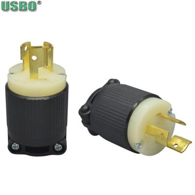 【HOT SALE】 L6-15P 2ขั้ว3สายกันออฟไลน์แบล็คอเมริกา125V 15A L5-15P ปลั๊กที่เก็บแบบล็อคสายไฟ