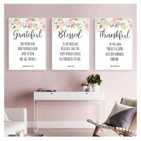 ✶๑ ข้อพระคัมภีร์พิมพ์ Christian Wall Art โปสเตอร์ดอกไม้สีน้ำ Blessed Quotes รูปภาพภาพวาดผ้าใบหน้าแรก Living Room Decor