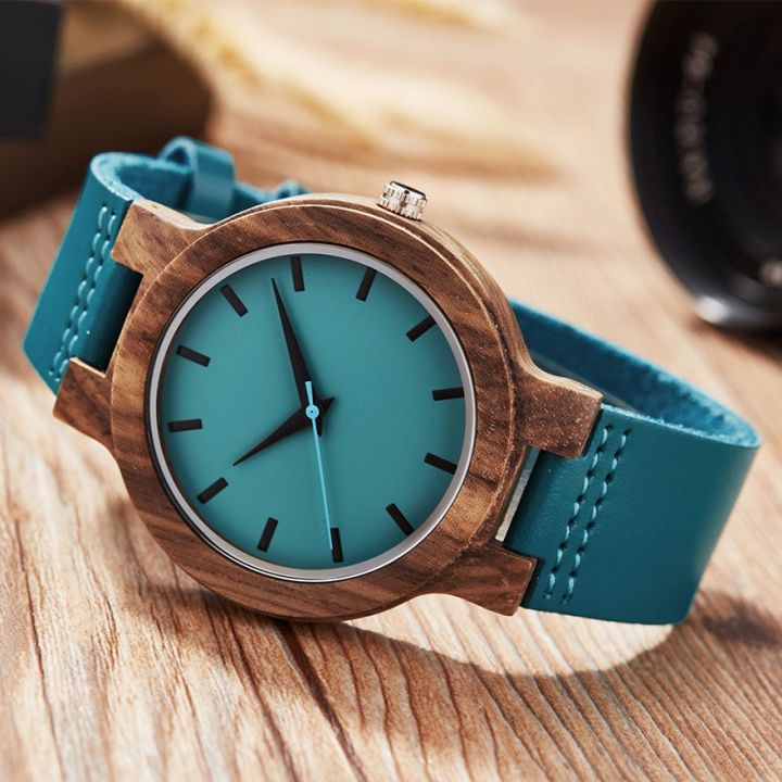 วันวาเลนไทน์แฟชั่นหนังนาฬิกาไม้ไผ่ธรรมชาติ100-นาฬิกาข้อมือควอตซ์ไม้หรูรอยัลบลูของขวัญที่ดีที่สุด2020ใหม่
