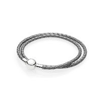 Signature Round Clasp Pearl Grey Leather celets DIY Jewelry ided Rope Women &amp; Men celet Jewelry Leather Chain