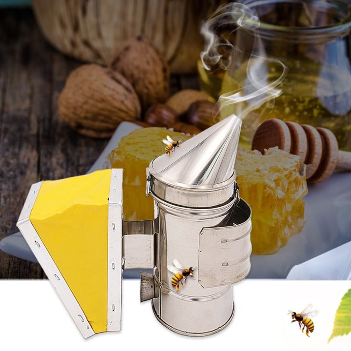 cosh-bee-hive-smoker-bee-keeper-smoker-stainless-steel-heat-chamber-yellow-bellow-beekeeping-equipment-bee-smoker-for-b