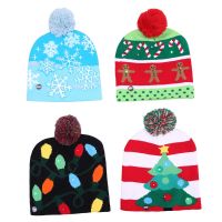 LED Christmas Hat Sweater Knitted Beanie Christmas Light Up Knitted Hat Christmas Gift for Kids Xmas 2023 New Year Decorations