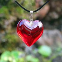 Collar de corazón rojo para mujer colgante de arcoíris Ángel aura Corazón