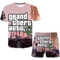 【CC】 Children Game GTA 5 Baby Boy Tshirts 2 Piece Set Kids 1-14 Years Clothing