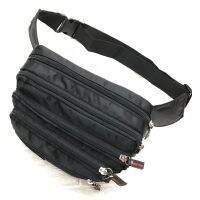 Ready Stock!! Multi-Compartments 6 Zip Business Men Waist Bag Soft Nylon