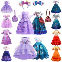 ZZOOI 2022 Halloween Children Girls Encanto Party Dress Kids Princess Mirabel Isabela Clothing Sets Christmas Cosplay Carnival Costume