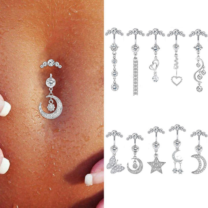 Surgical Steel Crystal Navel Piercings Belly Button Ring Women Sexy Body  Jewelry