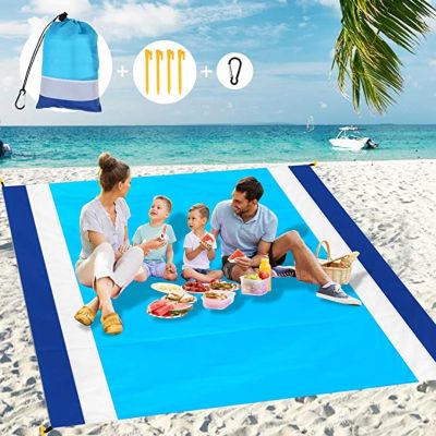 【YF】 2023Oversized Beach Towel Mat Sand Free Wind Proof Waterproof Picnic Blankets Oversized Pocket Accessories
