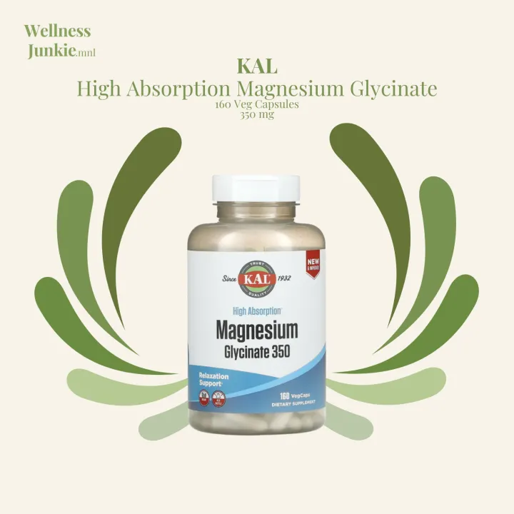 KAL High Absorption Magnesium Glycinate 350 160 Vegetable Capsules