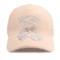 [Yarwo] หมวกเบสบอลแบรนด์ใหม่ให้หมวกฤดูหนาวที่อบอุ่น rhinestone หมีน้อยเพชร casquette ขายส่งจัดส่งฟรี