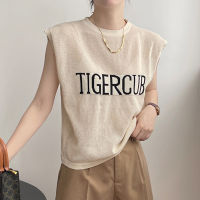 โอมากๆ?แฟชั่น เสื้อไหมพรมถัก เบาบางระบายอากาศดี แขนกุด 3 สี ลาย TIGERCUB