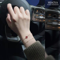 MIAOYA Fashion Jewelry Shop INS สร้อยข้อมือโคลเวอร์สี่ใบอินเทรนด์สำหรับผู้หญิง กำไลโลหะคุณภาพสูงสำหรับนักเรียน ของขวัญวันเกิดที่สวยหรู