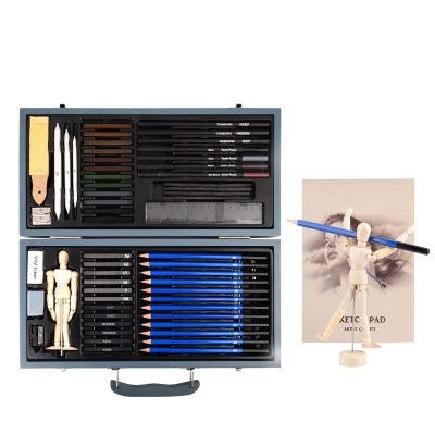 60Pcs/Set Professional Sketch Pencil Drawing Kit Charcoal Wooden Box for Painter Art Supplies