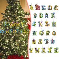 Christmas Tree Ornaments Dinosaur 26 Letters Christmas Decoration 2023 for Home Navidad Xmas Tree Decor Pendant New Year 2024 Christmas Ornaments