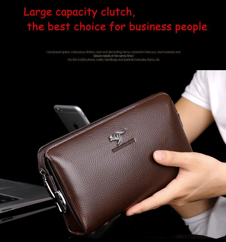 Men Genuine Leather Clutch Bag Password Wallet Business Bag Large Capacity  Purse