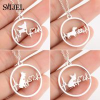 SMJEL Cartoon Dog Pendant Necklace for Women Fashion German Shepherd Jewelry Heartbeat Paw Choker Necklace Chain for Kids Fashion Chain Necklaces