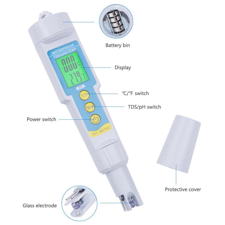 rcyago-3-in-1-พารามิเตอร์จอภาพ-ph-tds-ph-meter-aquarium-เครื่องวัดค่าความเป็นกรด-ด่างเครื่องดื่มน้ำเครื่องวิเคราะห์คุณภาพ