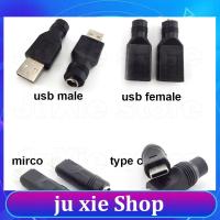 JuXie store DC Female power Jack 5.5*2.1mm To USB 2.0 mirco type c type A Plug male Female Jack 5V Connector converter Adapter for Laptop