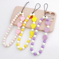 [COD] new acrylic beaded mobile phone chain candy love lanyard anti-fall hand shell pendant