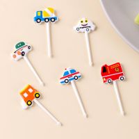 6pcs/set Car Castle Vegetable Cute Mini Toddler Children Fruit Forks Toothpicks Kids Food Picks Cartoon