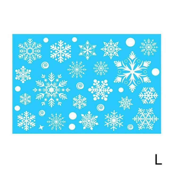 Christmas New Year Sticker on Window Blue Elk Snowflake Stickers Winter Wall Decals New Year Sticker  Christmas Window