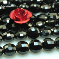 Mamiam สีดำธรรมชาติ Spinel Faceted แบนรอบเหรียญลูกปัด4มม. หลวมหิน Diy สร้อยข้อมือสร้อยคอเครื่องประดับออกแบบ