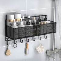 [COD] toilet shelf with hook washstand free punching towel door wall hanging storage basket