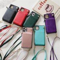 [HF16] Crossbody Lanyard กระเป๋าสะพายซิปกระเป๋าสตางค์หนังสแควร์สำหรับ iPhone 14 13 11 12 Pro Max X XS XR Mini 6S 7 8 Plus SE2020