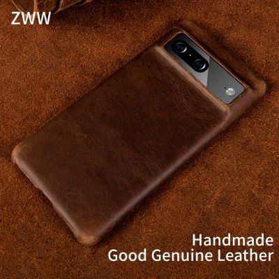 ZWW Crazy House Genuine Leather Cover For Google Pixel 7 Pro Case Series 6A 6Pro Aesthetic Vintage Retro Capa Back Coque Carcasa