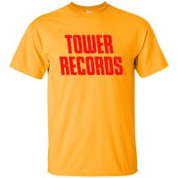 【New】เสื้อยืดผ้าฝ้ายพิมพ์ลายคลาสสิก เสื้อยืด ทรงหลวม พิมพ์ลาย Tower Records Music Store Chain Rock N Roll สไตล์เรโทร สําหรับผ