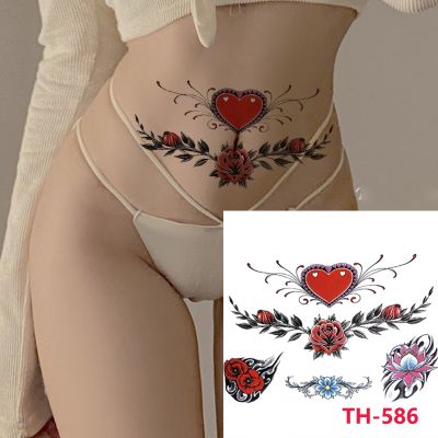 Waterproof Waist Tattoo For Women Girl Fake Temporary Sexy Chest Belly Female Tattoo Sticker Cover Scar Body Art
