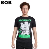 BoB-DAVIE JONES เสื้อยืดพิมพ์ลาย สีดำ Graphic Print T-Shirt in black TB0102BKSMLXL-3XL